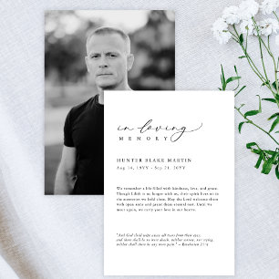 I Loving Memory Funeral Keepsak Card