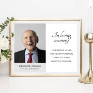 I Loving Memory Funeral Memorial Dikt with Photo Poster