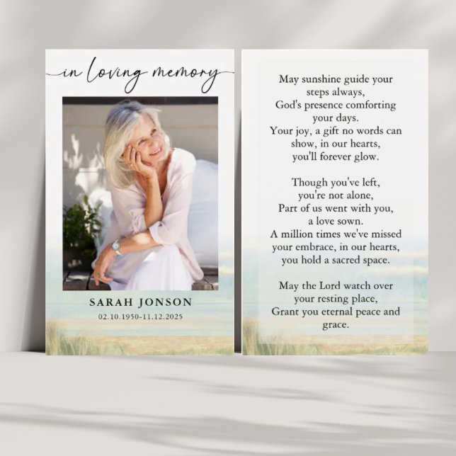 I Loving Memory Funeral Memorial Photo Prayer Visitkort (Skapare uppladdad)