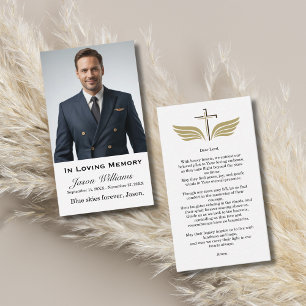 I Loving Memory Funeral Memorial Photo Prayer Visitkort