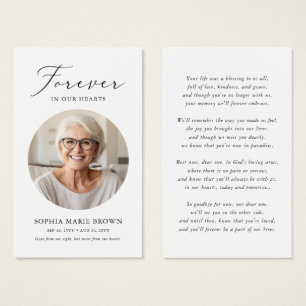 I Loving Memory Funeral Memorial Prayer Card Visitkort