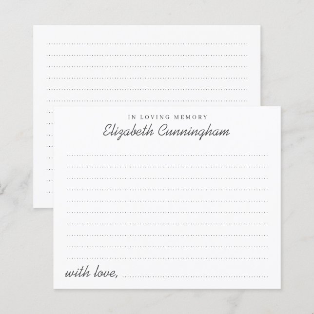 I Loving Memory Funeral Modern Attendance Card (Fram/baksida)