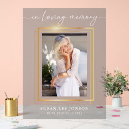 I Loving Memory Funeral Photo Grått Faded Sign