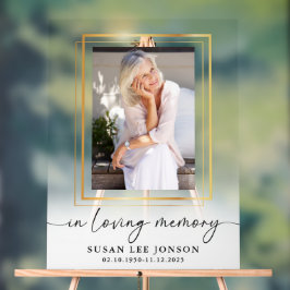 I Loving Memory Funeral Photo White Faded Sign