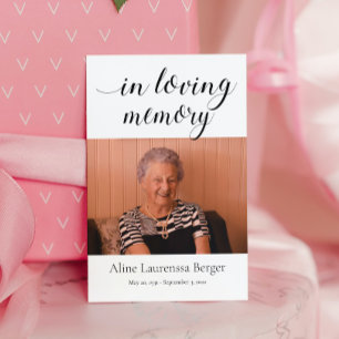 I Loving Memory Funeral Prayer Card med Photo Tilläggskort
