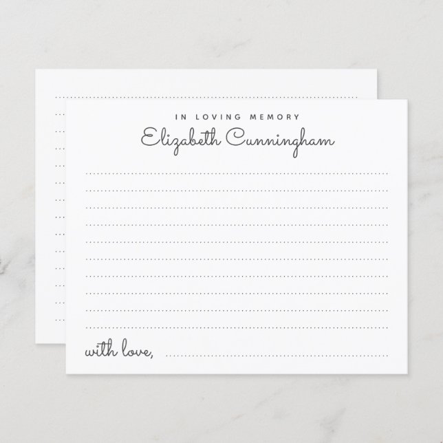 I Loving Memory Funeral Simple Attendance Card (Fram/baksida)