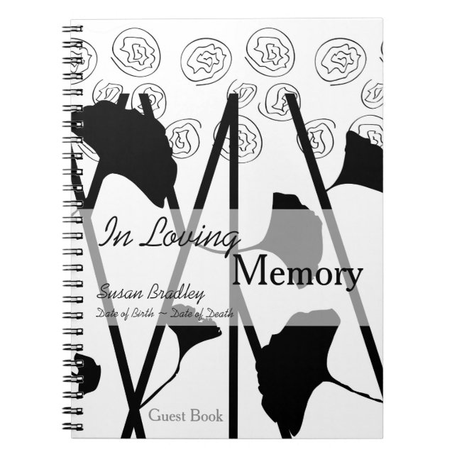 I Loving Memory Ginkgo 2 Memorial Guest Bok Anteckningsbok Med Spiral (Framsidan)
