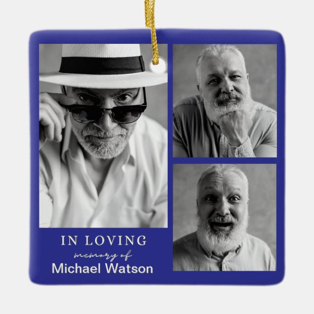 I Loving Memory Grandpa Funeral Memorial Keepsak Julgransprydnad Keramik (Framsida)