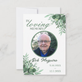 I Loving Memory Grönt Löv Photo Funeral Card Inbjudningar