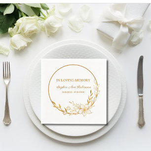 I Loving Memory Guld Blommigt Funeral Memorial Pappersservett