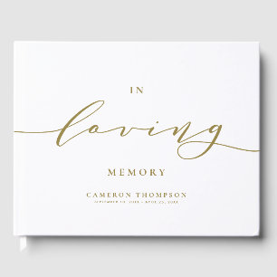 I Loving Memory Guld Dainty Script Funeral Gästböcker
