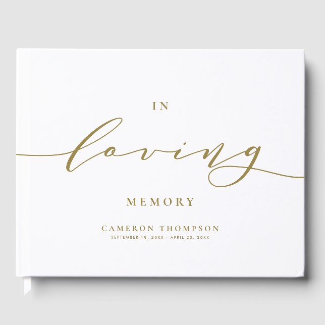 I Loving Memory Guld Dainty Script Funeral Gästböcker (Framsida)