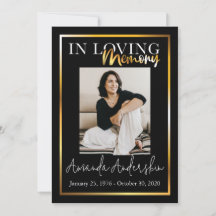 I Loving Memory Guld Funeral Memorial Photo