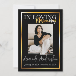 I Loving Memory Guld Funeral Memorial Photo Inbjudningar