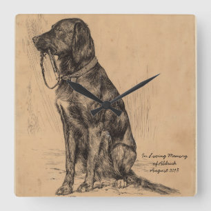 I Loving Memory Hund med eget utslag Fyrkantig Klocka