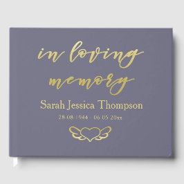 I Loving Memory Lila & Guld Bok of Condolence