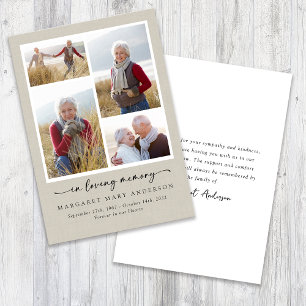 I Loving Memory Linen Photos Funeral Sympathy Tack Kort