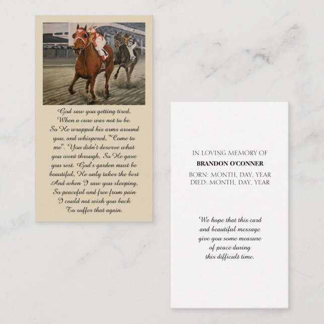 I Loving Memory Match Tävling Sympathy Card Visitkort (Fram/baksida)