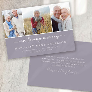 I Loving Memory   Mauve Photos Funeral Sympathy Tack Kort