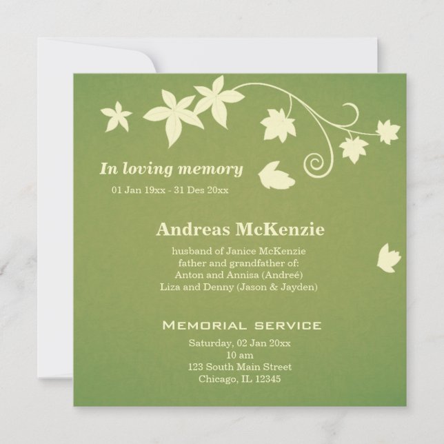 I Loving Memory Meddelande (Framsida)