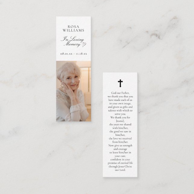 I Loving Memory Memorial Bookmark Card Mini Visitkort (Fram/baksida)