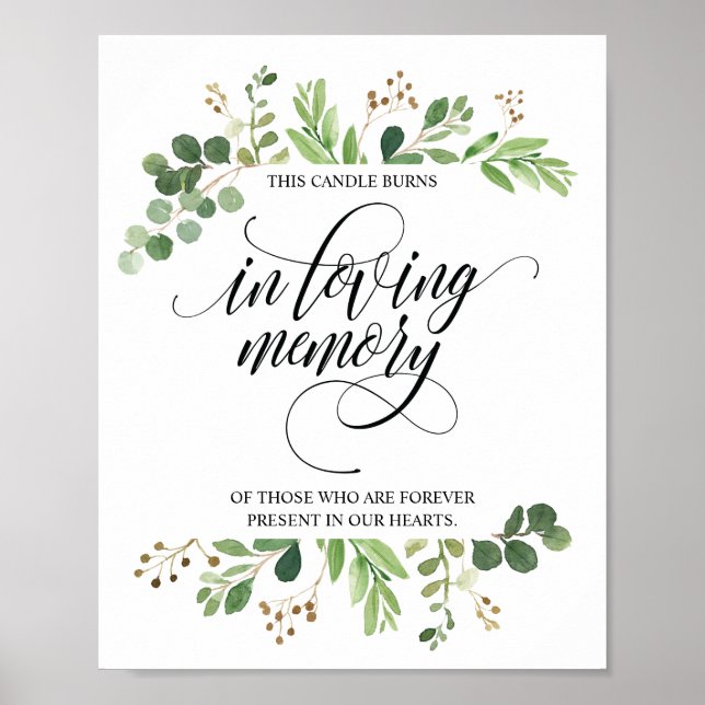 I Loving Memory Memorial Candle Burns-tecken Poster (Framsidan)