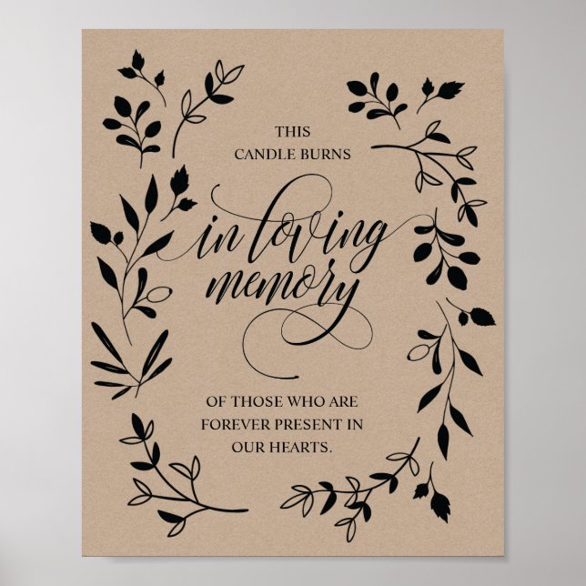 I Loving Memory Memorial Candle Burns-tecken Poster (Framsidan)
