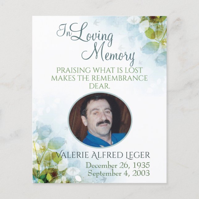I Loving Memory Memorial Keepsaké Sympathy Card (Framsida)