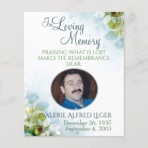 I Loving Memory Memorial Keepsaké Sympathy Card