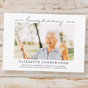 I Loving Memory Memorial Simple Modern Photo Tack Kort