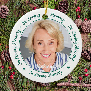I Loving Memory Minne 2 Photo Memorial Julgransprydnad Keramik