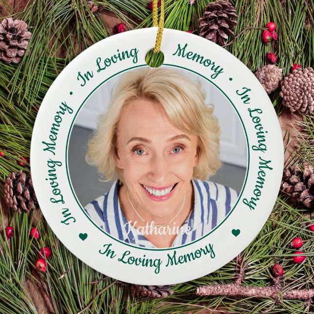 I Loving Memory Minne 2 Photo Memorial Julgransprydnad Keramik (Skapare uppladdad)