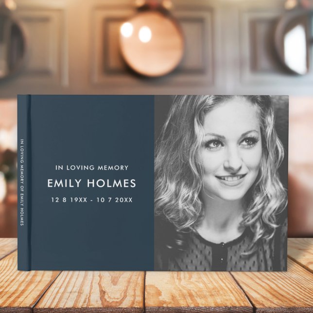 I Loving Memory | Modern minnesfoto med marinblå f Gästböcker (Skapare uppladdad)