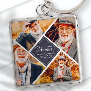 I Loving Memory Modern Multi Photo Template Fyrkantig Silverfärgad Nyckelring