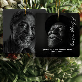 I Loving Memory Modern Script Namn & 2-foton Julgransprydnad Keramik