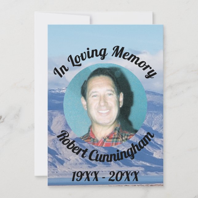 I Loving Memory Mountains Photo Memorial Card Inbjudningar (Framsida)