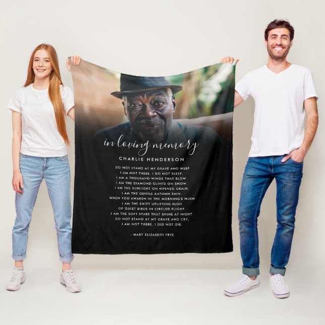 I Loving Memory Namn, Anpassningsbar Quote & Photo Fleecefilt (På plats)