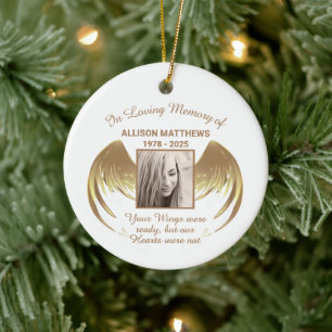 i Loving Memory of Photo Vingar Memorial Julgransprydnad Keramik