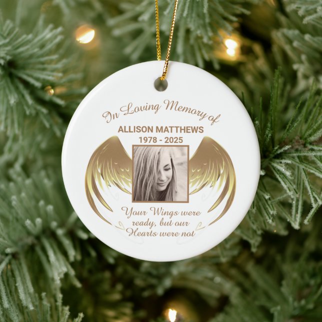 i Loving Memory of Photo Vingar Memorial Julgransprydnad Keramik (Träd)