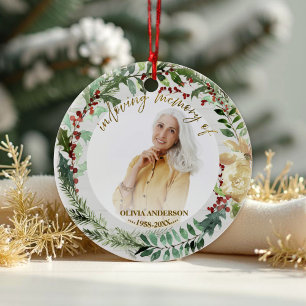 I Loving Memory of Wreaths Photo Memorial Julgransprydnad Keramik
