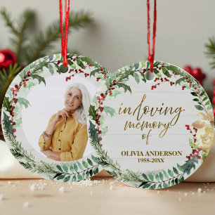 I Loving Memory of Wreaths Photo Memorial Julgransprydnad Keramik