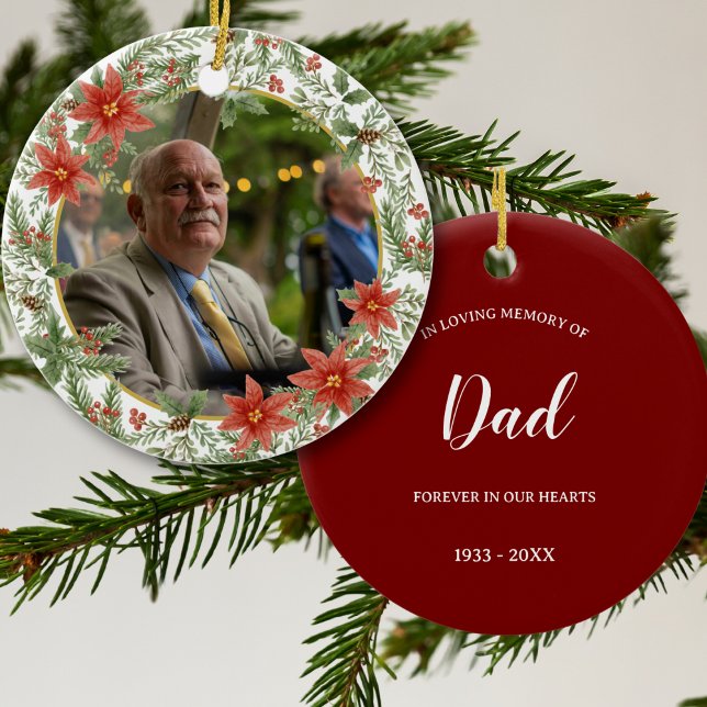 I Loving Memory Pappa Red Bild Red Memorial Julgransprydnad Keramik (Skapare uppladdad)