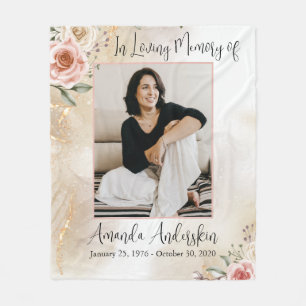 I Loving Memory Peach och Guld Funeral Fleecefilt