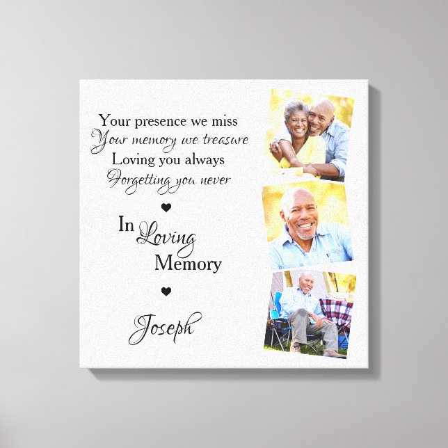 I Loving Memory Personlig 3 Photo Memorial Canvastryck (Framsida)