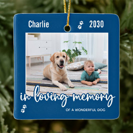 I Loving Memory Pet Memorial 2 Hund Photo Keepsak Julgransprydnad Keramik