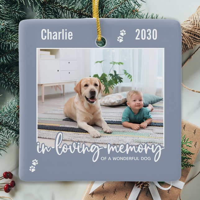 I Loving Memory Pet Memorial 2 Photo Keepsak Julgransprydnad Keramik (Skapare uppladdad)