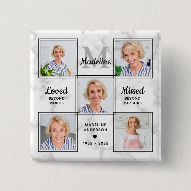 I Loving Memory Photo Collage Memorial Funeral Knapp (Framsida)