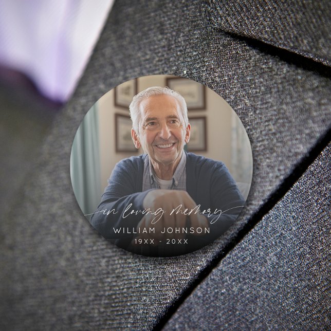 I Loving Memory Photo Elegant Script Funeral Knapp (Skapare uppladdad)
