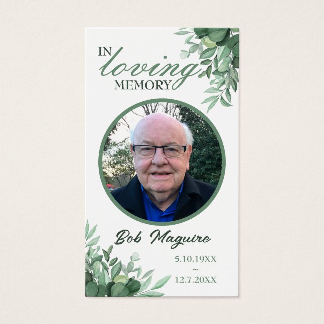 I Loving Memory Photo Funeral Card Visitkort (Framsidan)