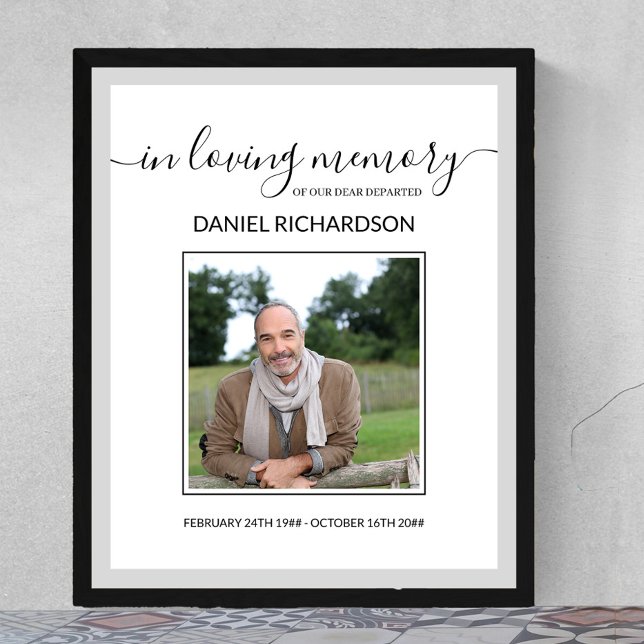 I Loving Memory Photo Funeral Memorial Poster (Funeral memorial poster to order professionally printed or as a printable digital download)